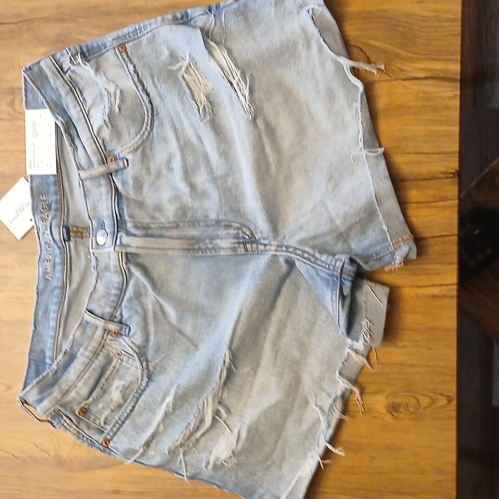 American Eagle Outfitters Light Blue Distressed Jean Shorts